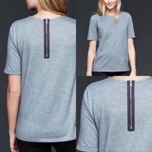 GAP Heather Gray Short Sleeve Tee with Back Zipper